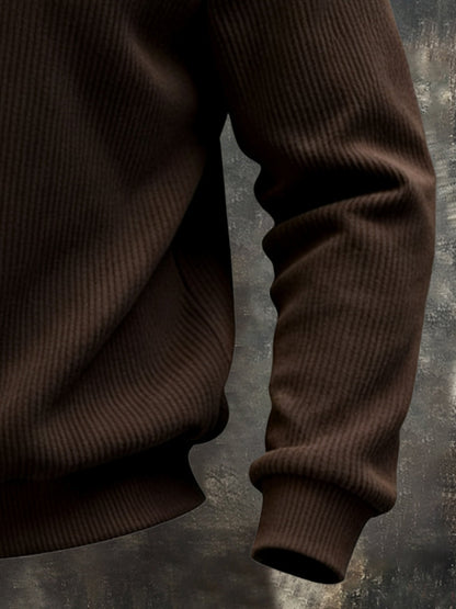 Men's Vintage Color-Block Polo Collar Sweatshirt
