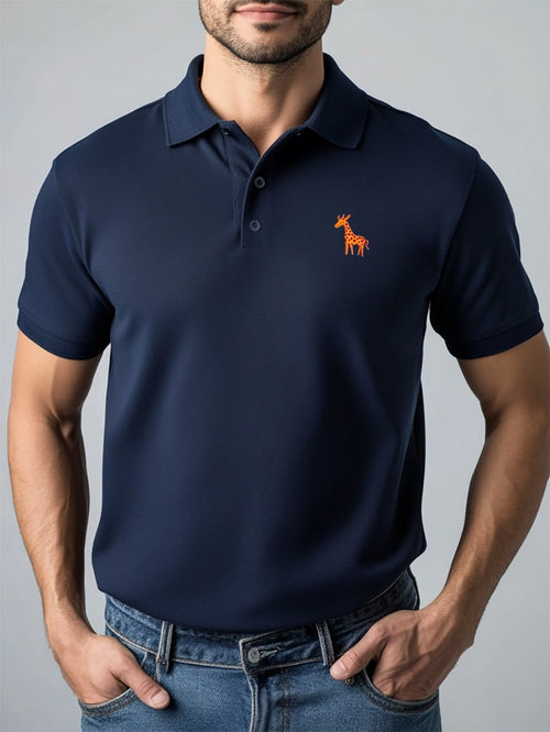 Men's Casual Business Geometric Button Short Sleeve Polo Shirt