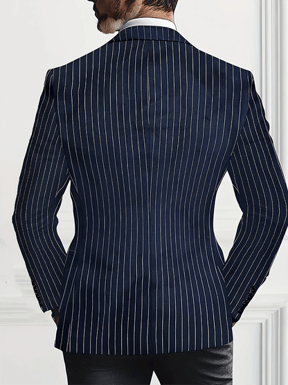 Men's Fashionable Stripe Design Single-Breasted Pocket Design Casual Suit
