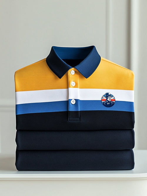 Men's Business Union Jack Casual Button Short Sleeve Polo Shirt