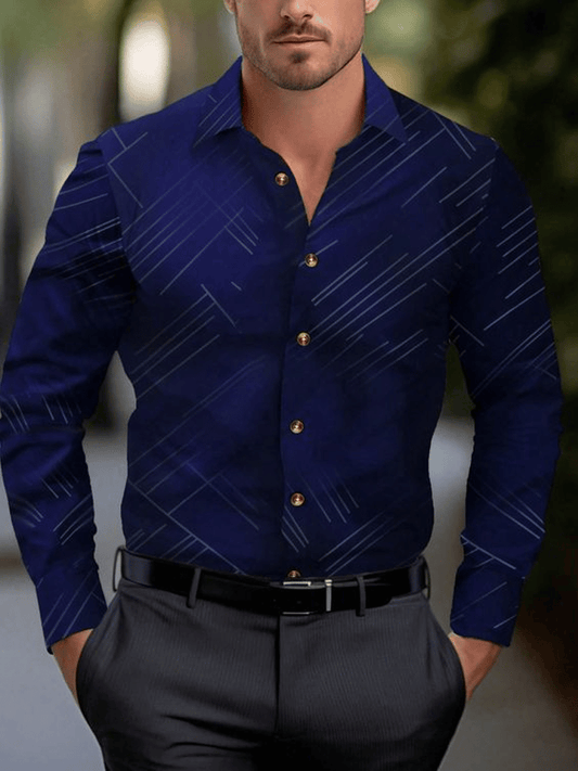 Men's Plaid Business Long Sleeve Shirt
