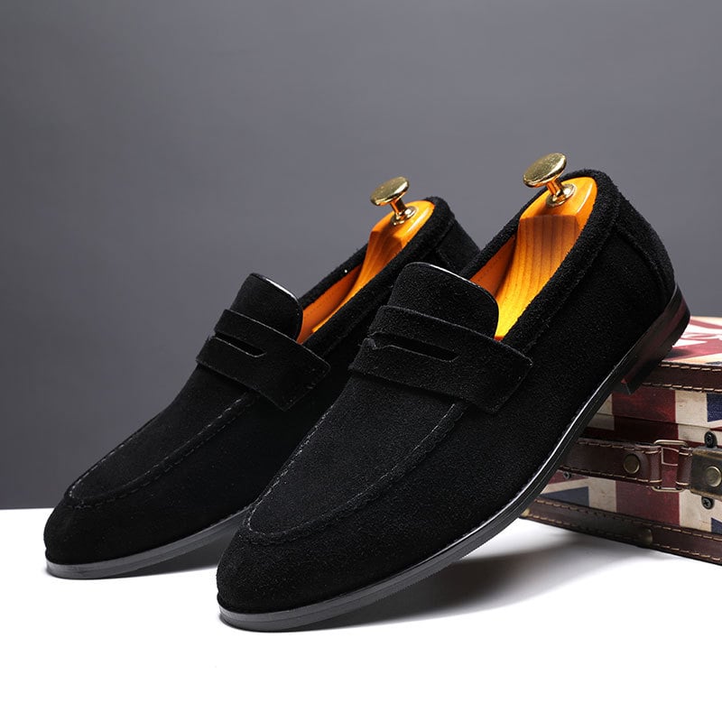 Men'S Pointed Head Frosted Overshoes Business Casual Slip-On Shoes