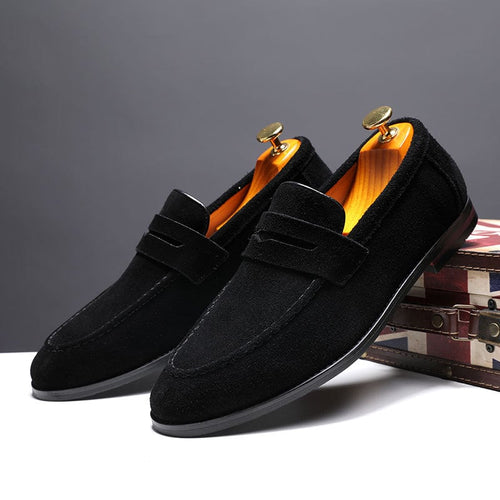 Men'S Pointed Head Frosted Overshoes Business Casual Slip-On Shoes