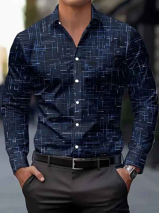 Men's Street Style Business Casual Printed Long Sleeve Shirt