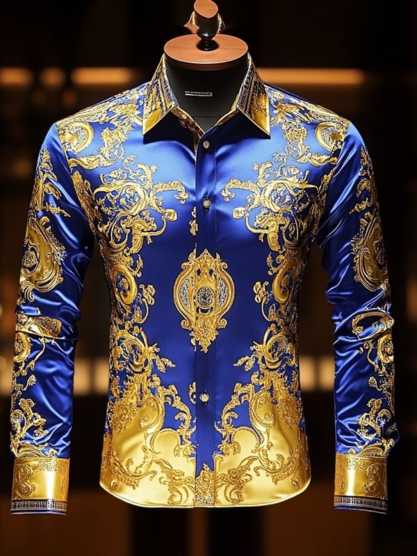 Men's Satin Luxe Long Sleeve Button Down Shirt