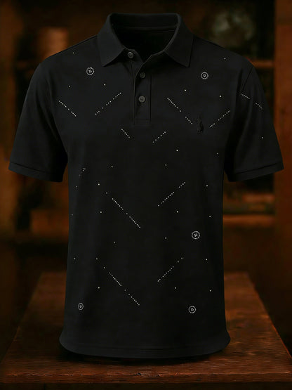 Men's Business Style Print Short Sleeved Polo Shirt