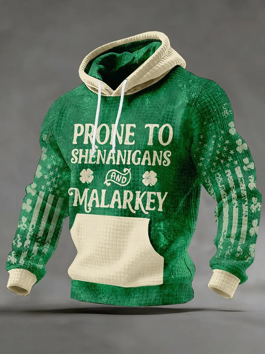 Men's St. Patrick's Day Shamrock Art Waffle Hoodie