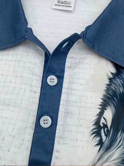 Men's Casual Animal Print Polo Shirt
