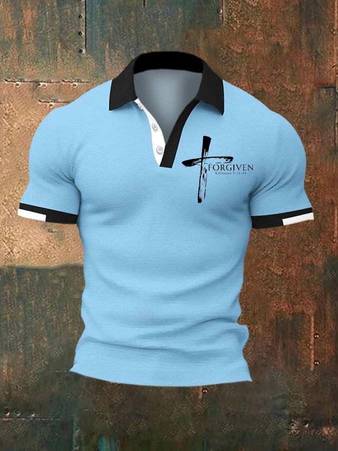 Men's Casual Contrast Color Faith Polo