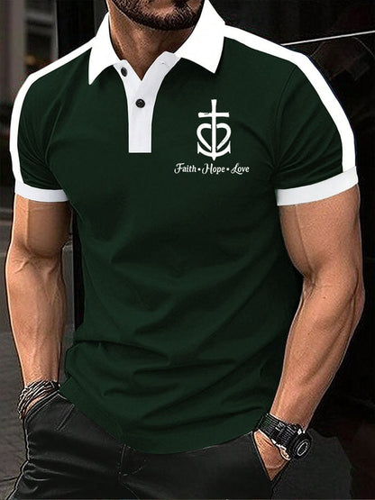Men's Faith Hope Love Printed POLO Shirt