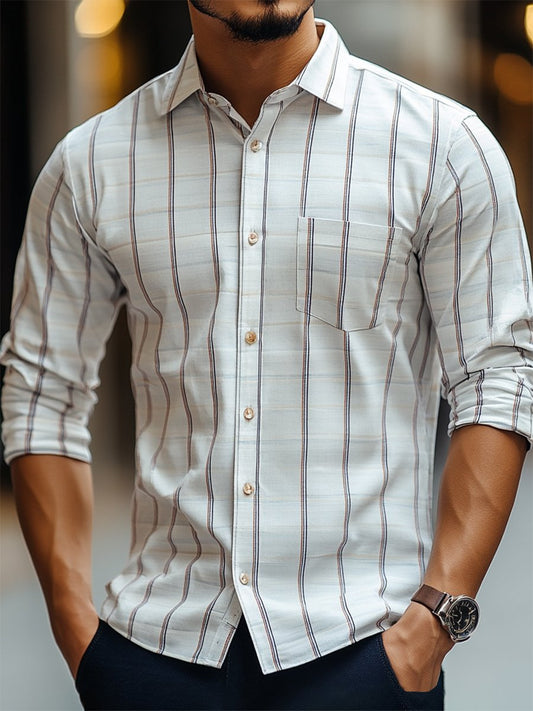 Men's Casual Striped Long Sleeve Shirt