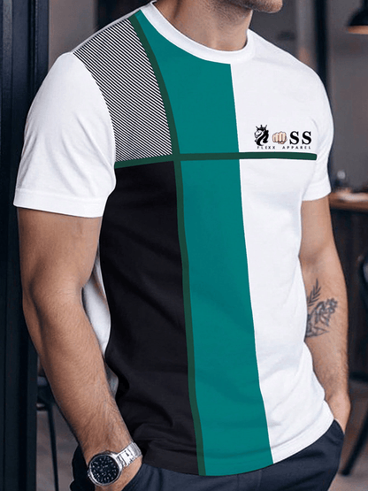 Men's Retro Letter Print Crew Neck T-Shirt