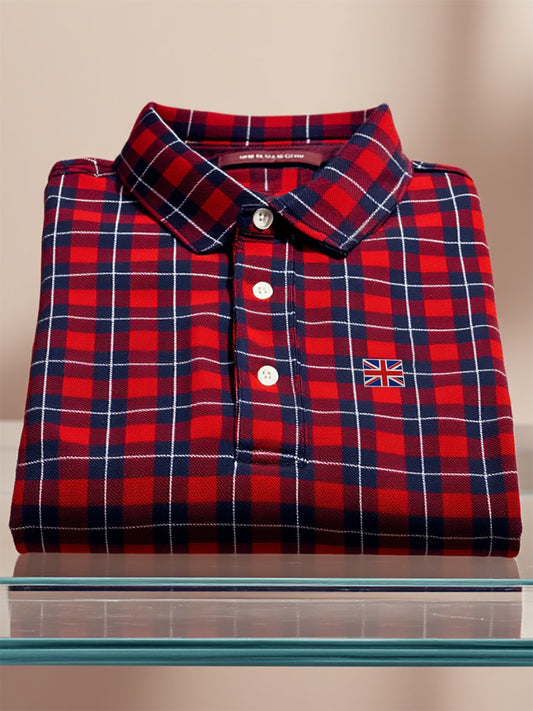 Men's Business Casual Union Jack Button Short Sleeve Polo Shirt