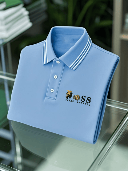 Men's Business Casual Printed Short Sleeve Polo Shirt