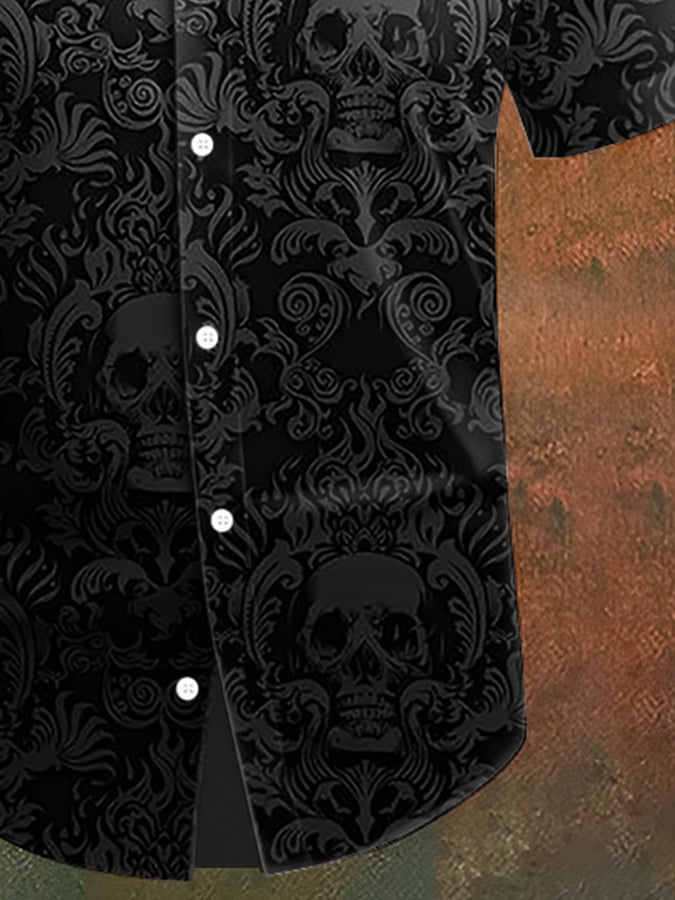 Men's Skull Print Casual Shirt