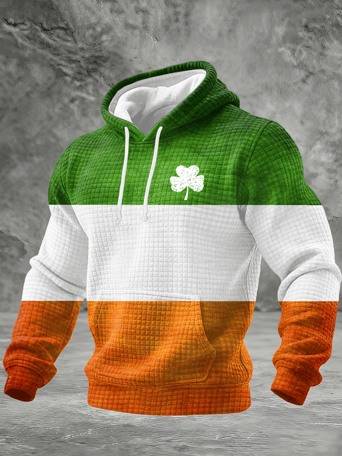 Men's St. Patrick's Day Print Checkered Hoodie