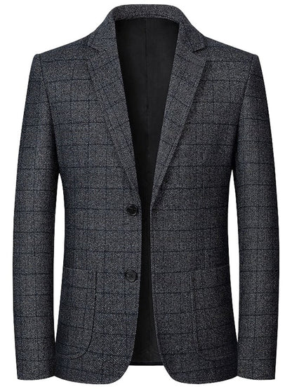 Men's Work Office Notched Collar Plaid Regular Fit Blazer