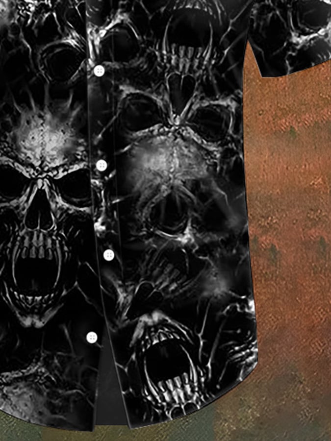 Men's Skull Print Casual Shirt