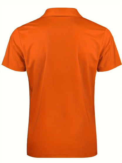 Men's Casual Color Block Zip-Up Polo Shirt