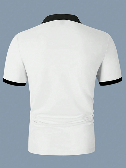 Men's Letter Stripe Printed Casual Polo Shirt