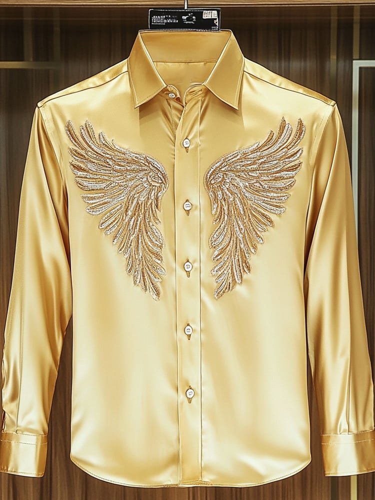 Men's Business Luxury Gorgeous Wings Long Sleeve Shirt