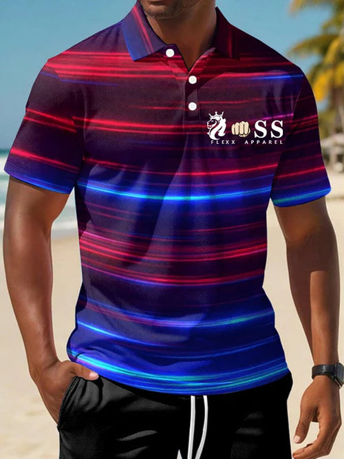 Men's Casual Business Simple Contrast Color Line Polo