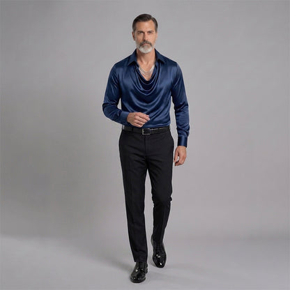 Men's Solid-Color, Minimalist Shirt-Collar Top