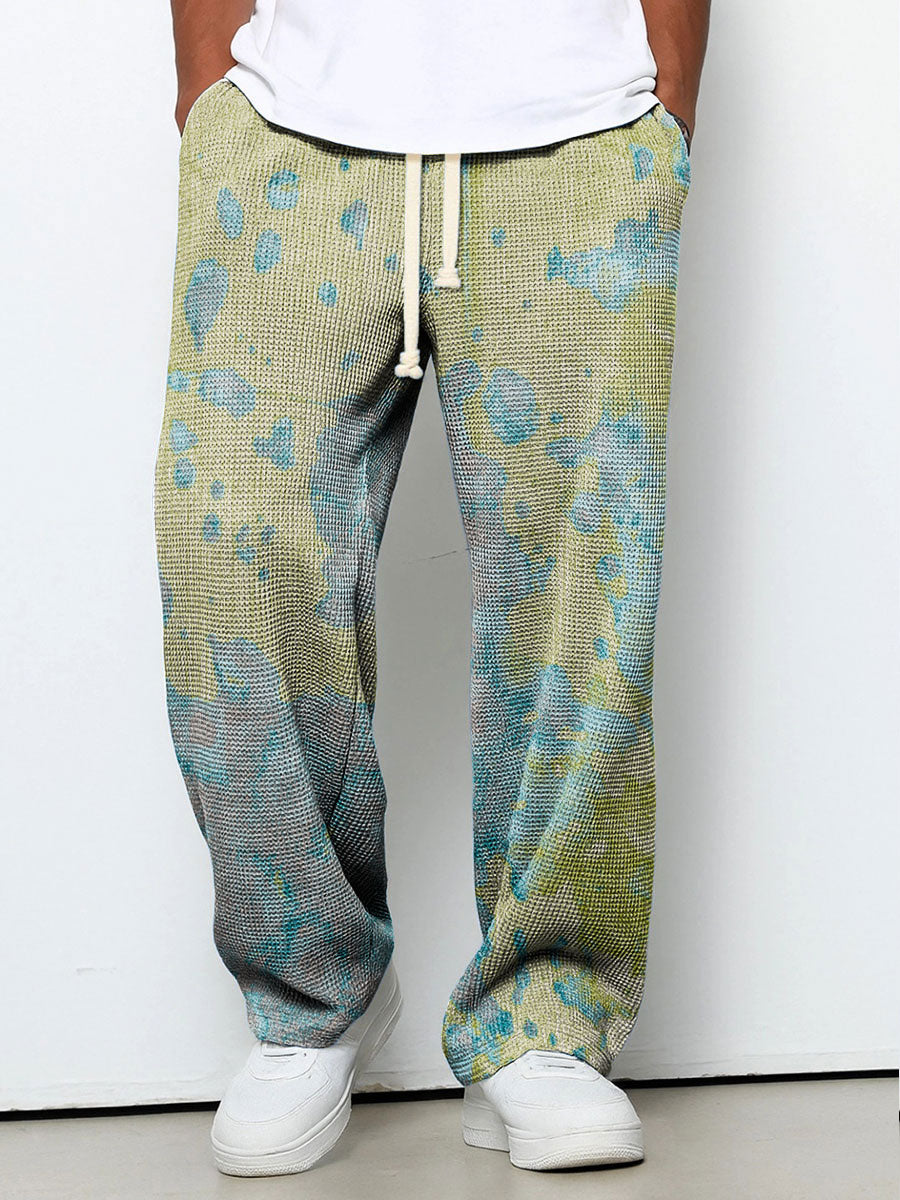 Men's Geometric Gradient Art Printed Waffle Casual Pants
