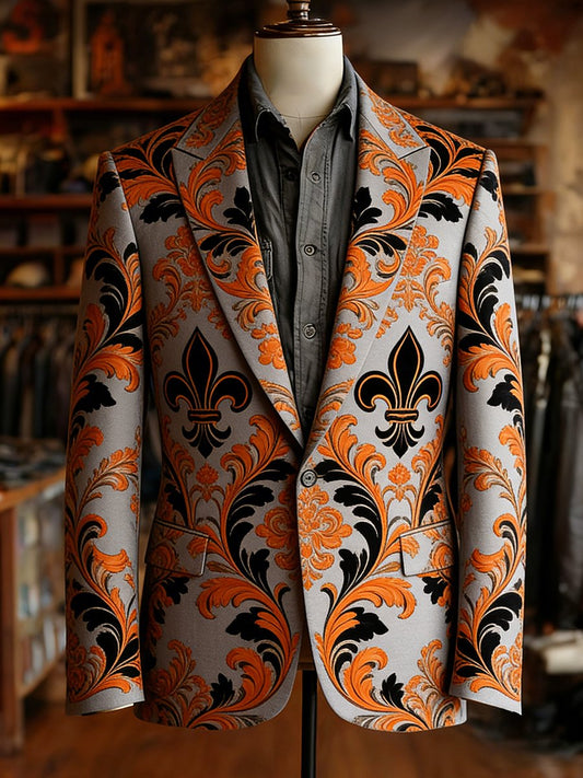 Men's Retro Business Carnival Pattern Suit Jacket