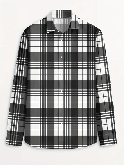 Men's Plaid Business Long Sleeve Shirt