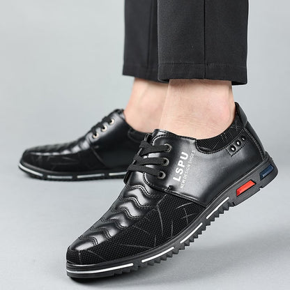 Middle Aged And Elderly Men'S Patchwork Fashionable Casual Leather Shoes