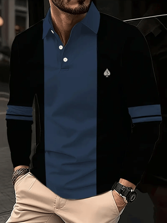 Men's Christmas Casual Light Luxury Long Sleeve Polo Shirt