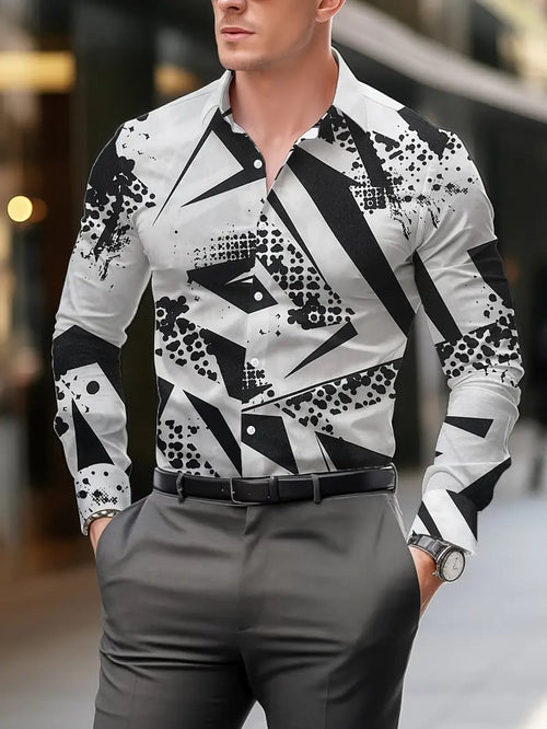 Men's Street Style Business Casual Printed Long Sleeve Shirt