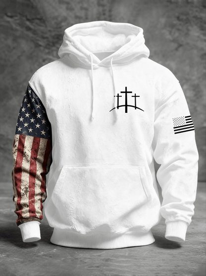 Men's Faith Print Long Sleeve Hooded Sweatshirt