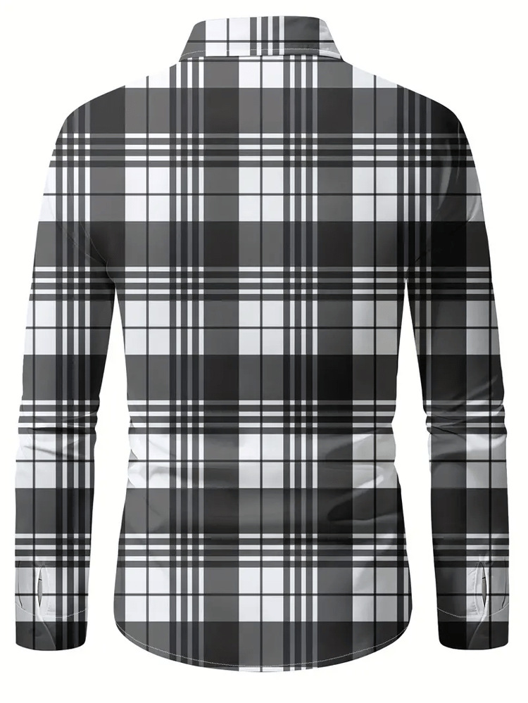Men's Plaid Business Long Sleeve Shirt
