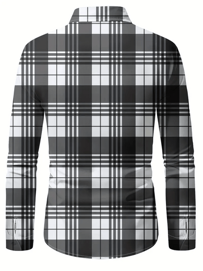 Men's Plaid Business Long Sleeve Shirt