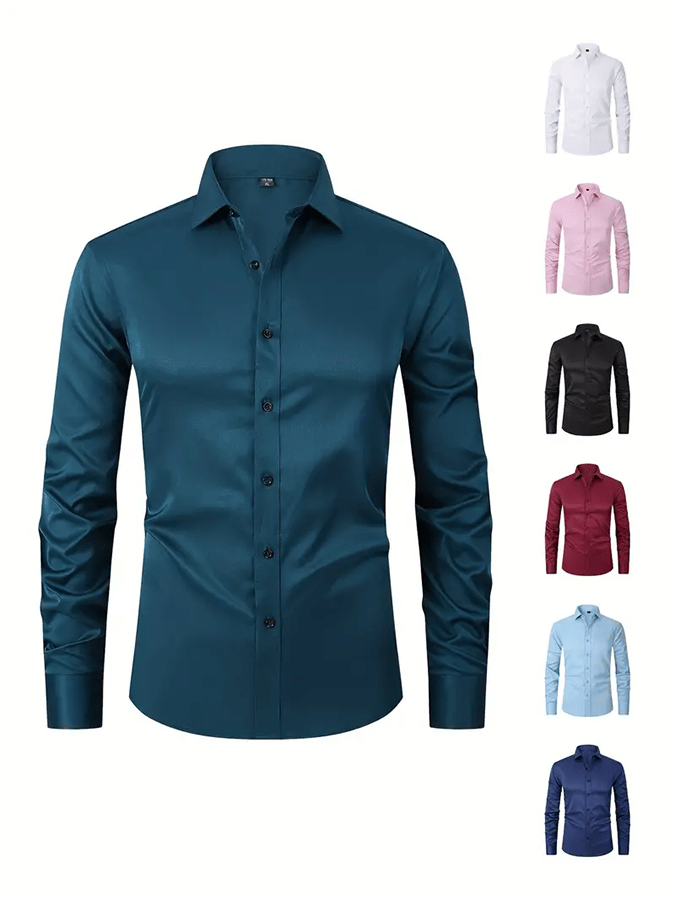 Men's Solid Color Design Business Casual Shirt