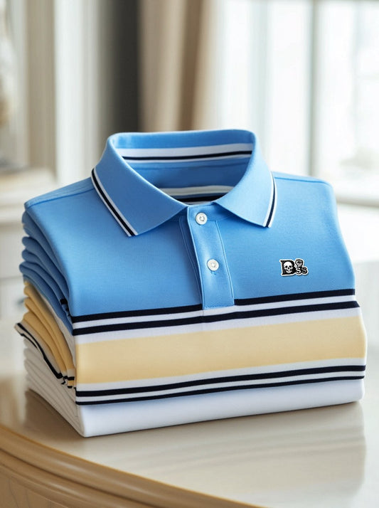 Men's Business Casual Button Short Sleeve Polo Shirt