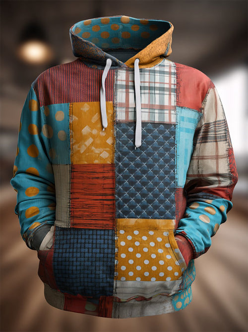 Men's Vintage Geometric Hooded