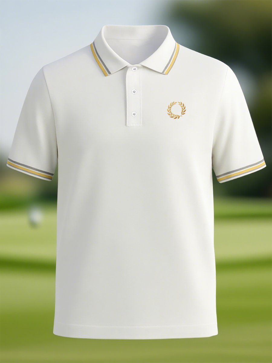 Men's Business Casual Button Short Sleeve Polo Shirt