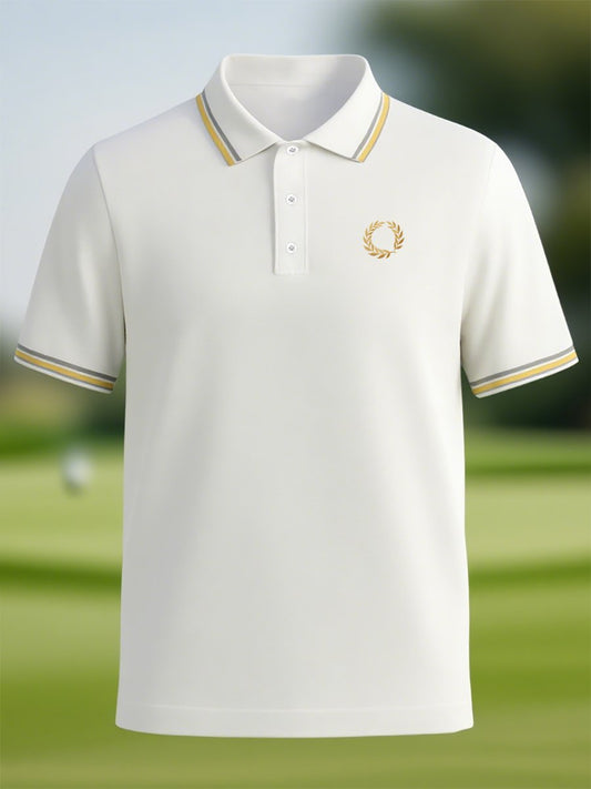 Men's Business Casual Button Short Sleeve Polo Shirt