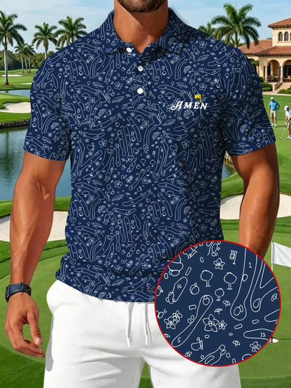 Men's Golf Print Casual Polo