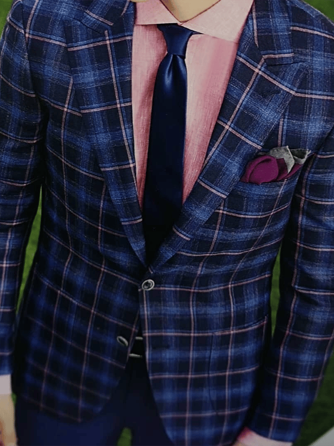 Men's Vintage Single-Breasted Plaid Gentleman's Business Suit Jacket