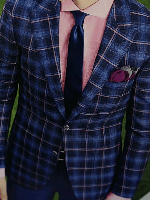 Men's Vintage Single-Breasted Plaid Gentleman's Business Suit Jacket