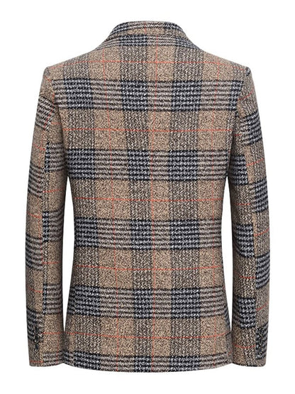 Men's Work Office Notched Collar Plaid Regular Fit Blazer