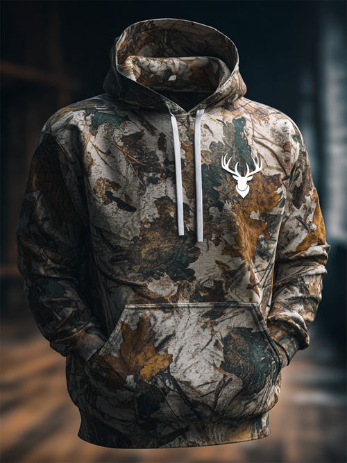 Men's Retro Leaf Camouflage Hunting Hoodie