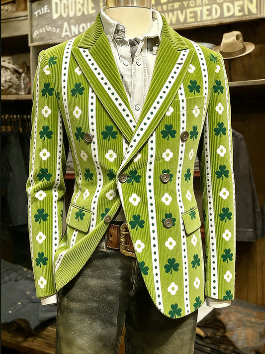 Men's Vintage Shamrock St Patrick's Day Print Casual Jacket