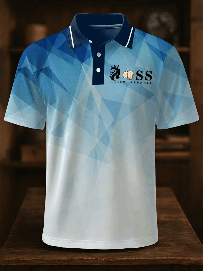 Men's Retro Letter Design Business Contrast Lapel Short-Sleeved Polo Shirt