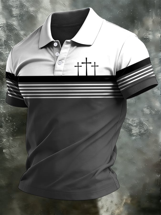 Men's Retro Faith  Casual Printed Polo Shirt