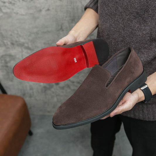 Suede Low-heeled Solid Color Comfortable Casual Retro Men Loafers Shoes
